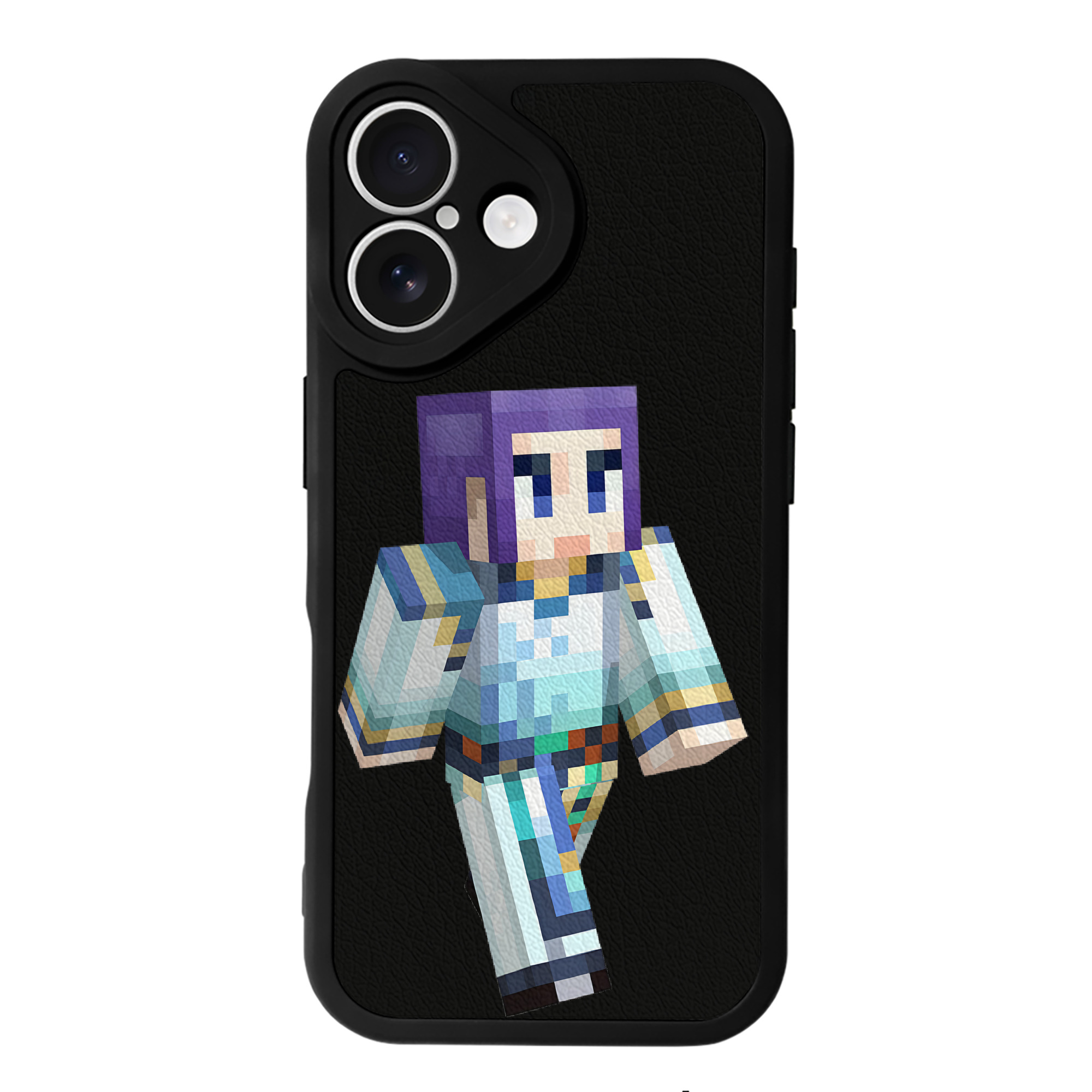 （画像用） マインクラフト ブロックの世界 Minecraft MC Block world 【iPhone 16シリーズ対応】シリコンスマホケース（レザー調） 材質：シリコン